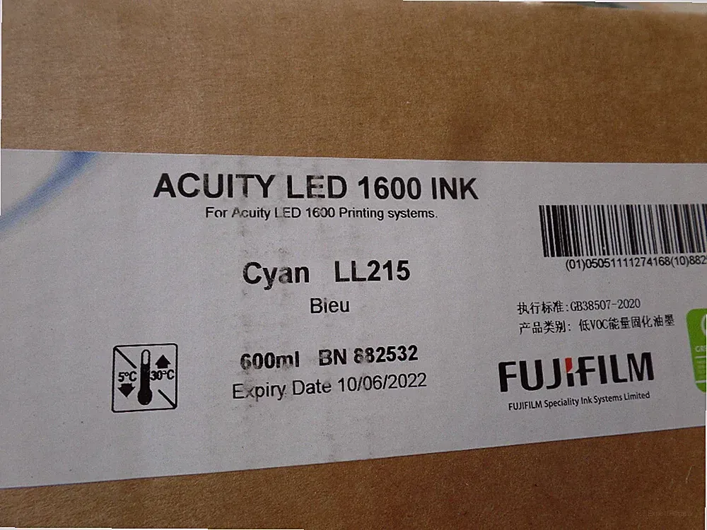 Brand New GB38507-2020 Fuji Acuity 1600 uvijet LL UV ink (600mL) Cyan LL215