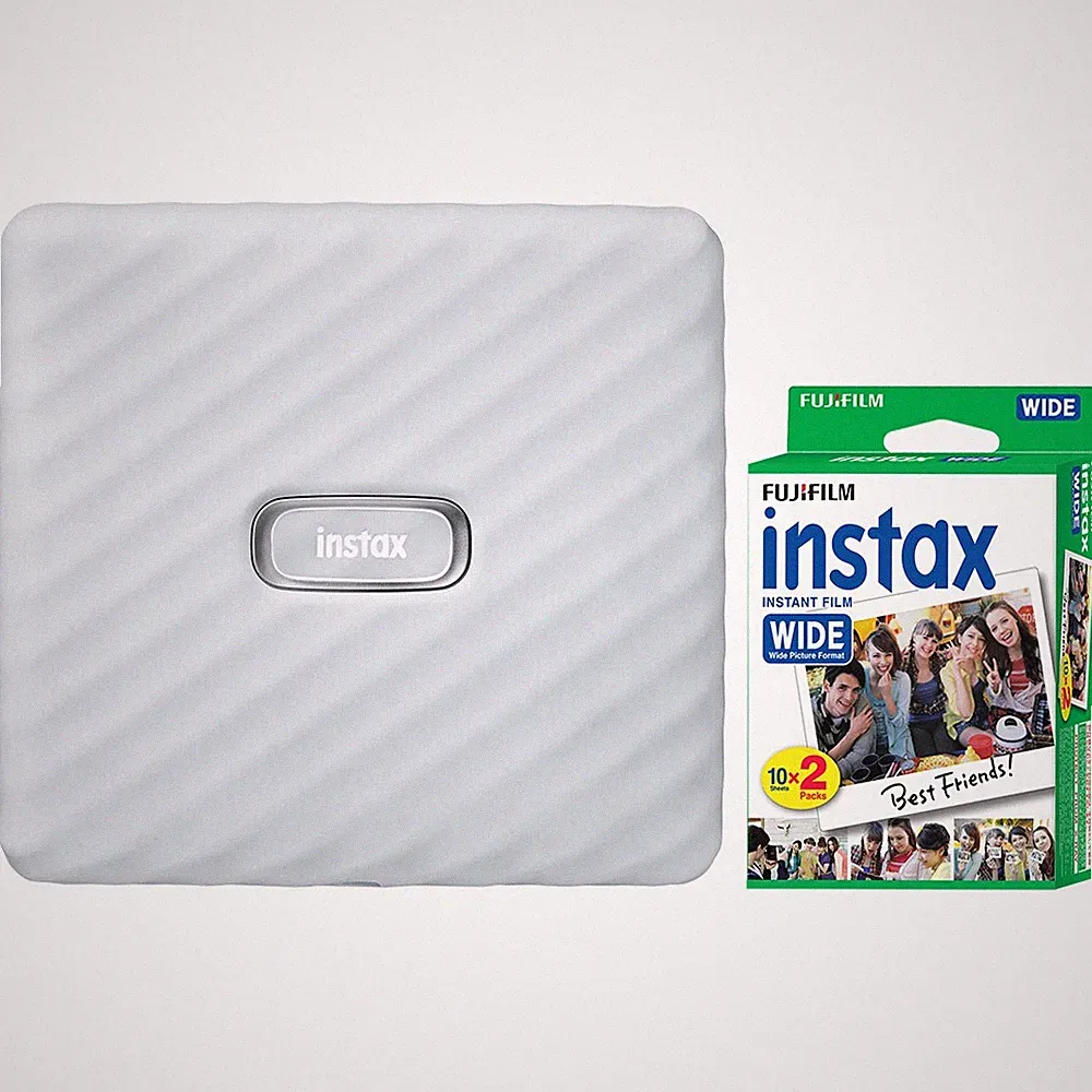 FUJIFILM INSTAX Link Wide Fuji Smartphone Printer Ash White + 20 Film Sheets