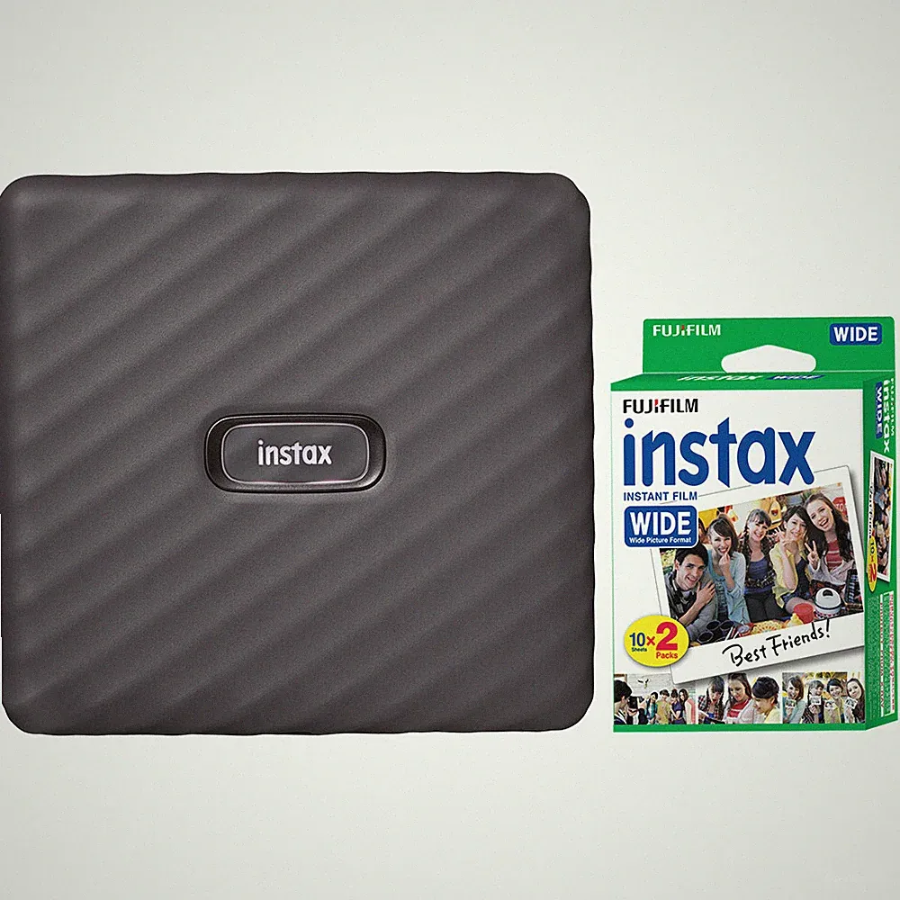 FUJIFILM INSTAX Link Wide Fuji Smartphone Printer Mocha Gray + 20 Film Sheets