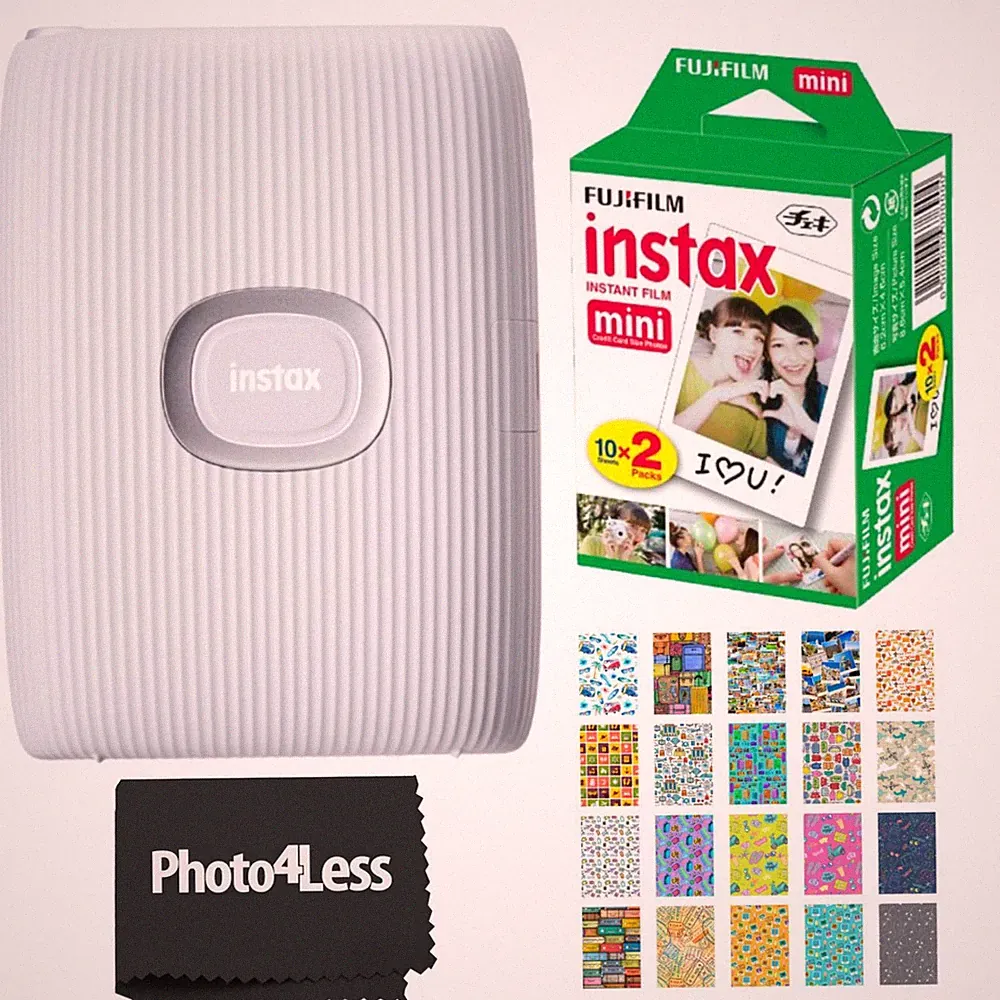 Fujifilm Instax Mini Link 2 Smartphone Printer Clay White + Instant Film