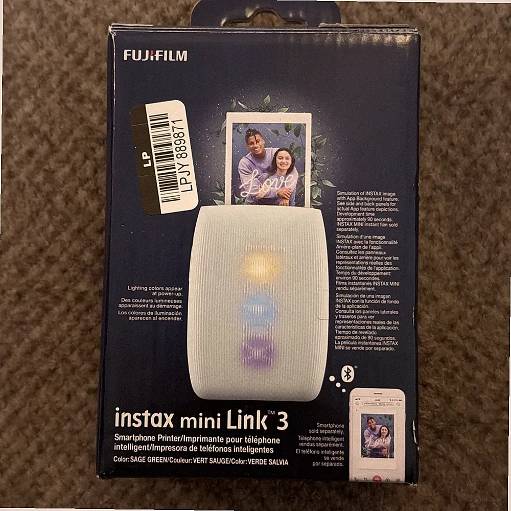 Fujifilm Instax Mini Link 3 Smartphone Printer - Sage Green - New In Box