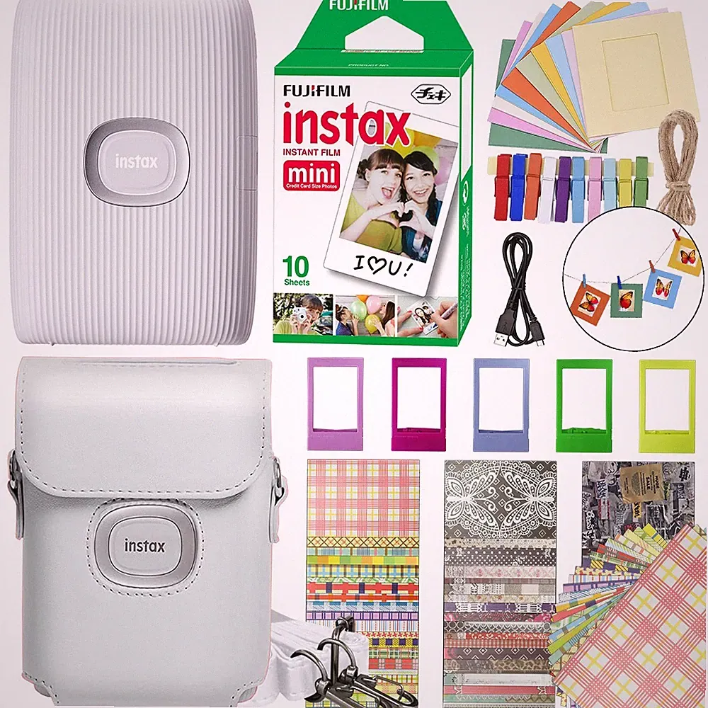FUJIFILM INSTAX MINI LINK 3 Smartphone Printer White + 10 Film Accessory Bundle